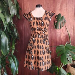 Nooworks Dots Brown Printed Mini Dress Size Large